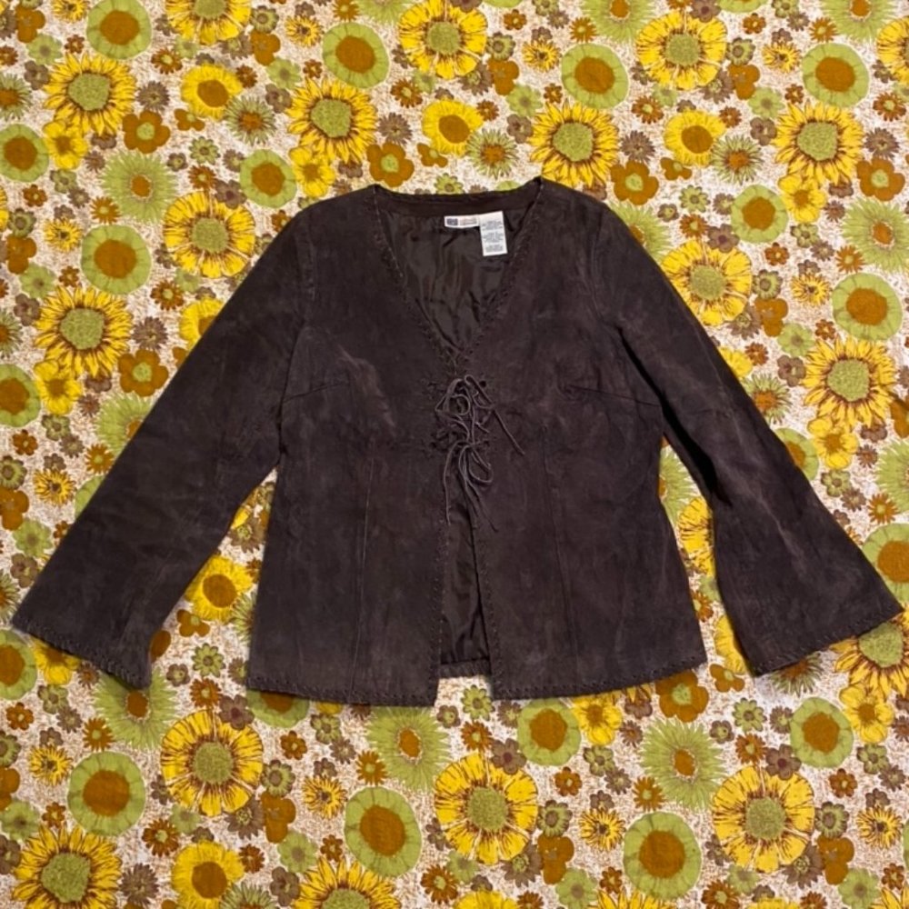 Y2k Does The 70s Genuine Leather Jacket By Faded Glory Gem